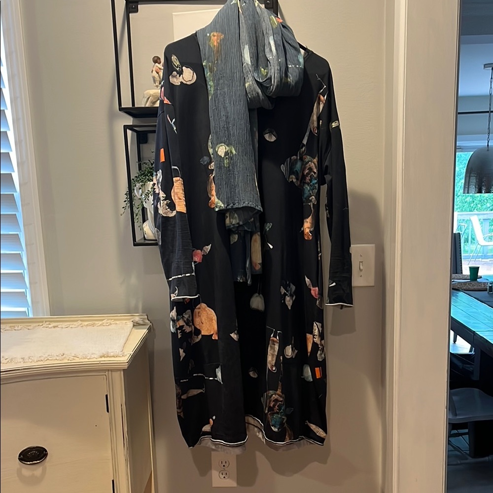 Super soft, roomy and whimsical cotton dress with scarf by the brand GRIZAS!